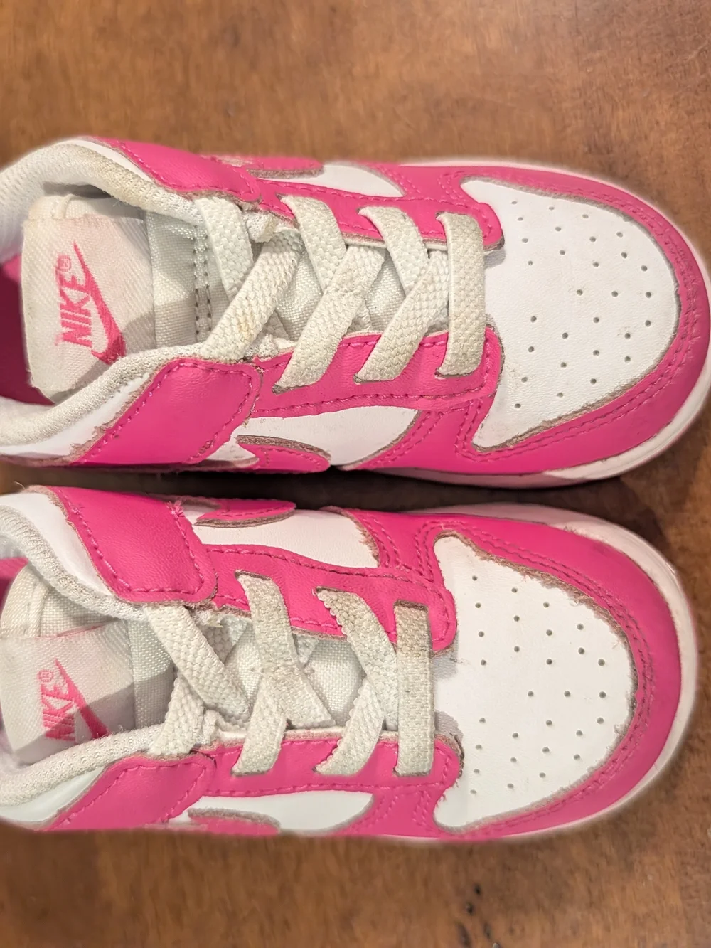 Kids 7C Pink and White Athletic Sneakers - Nike